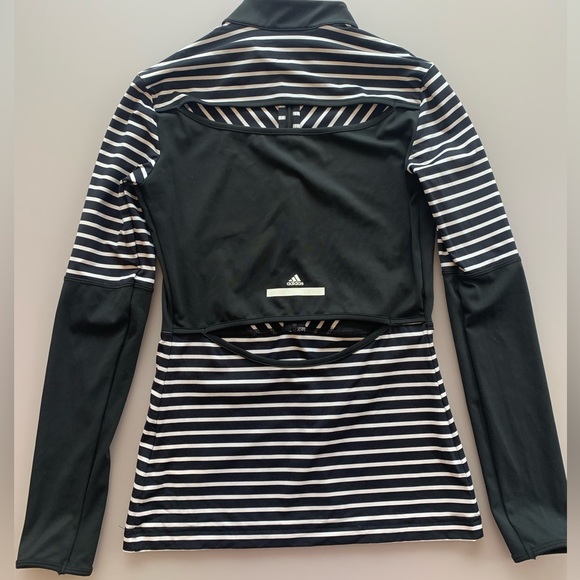 Adidas By Stella McCartney Black/White Stripe Long Sleeve Half Zip Top | XS - Picture 5 of 8